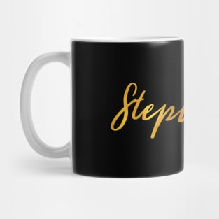 Stephanie Name Hand Lettering in Faux Gold Letters Mug